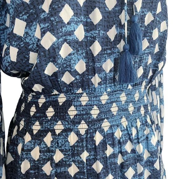 JOHNNY WAS Ciaga Mixed-Print Maxi Coverup Dress Blue Floral Geometric Size S - Picture 3 of 11